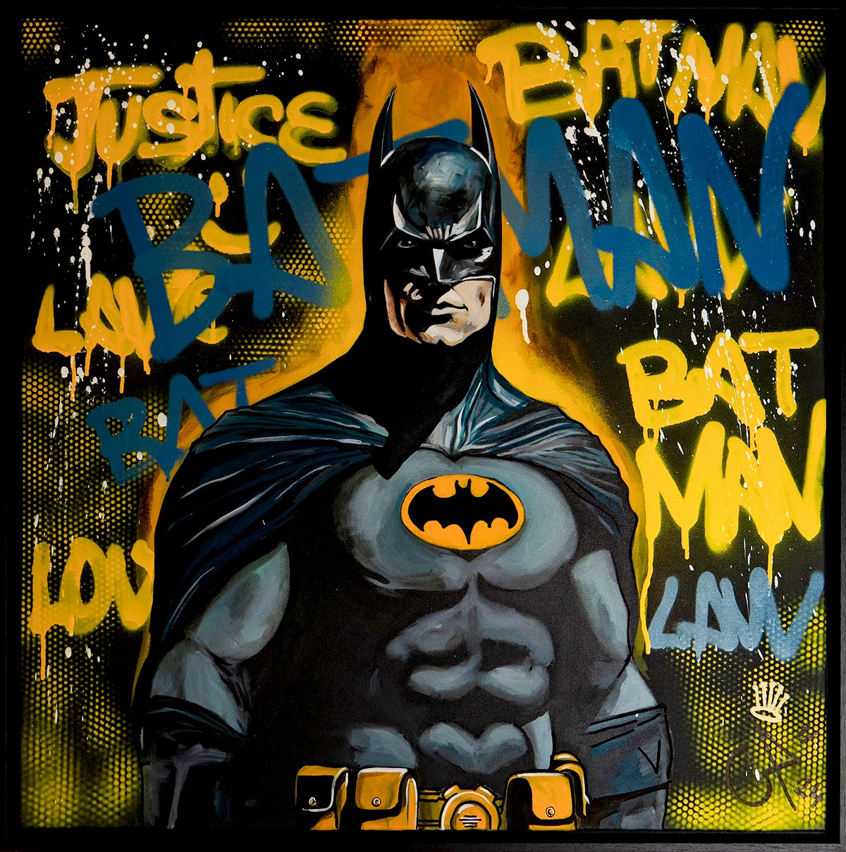 BATMAN JUSTICE — 80 × 80 cm, peinture de Geoffrey Payen