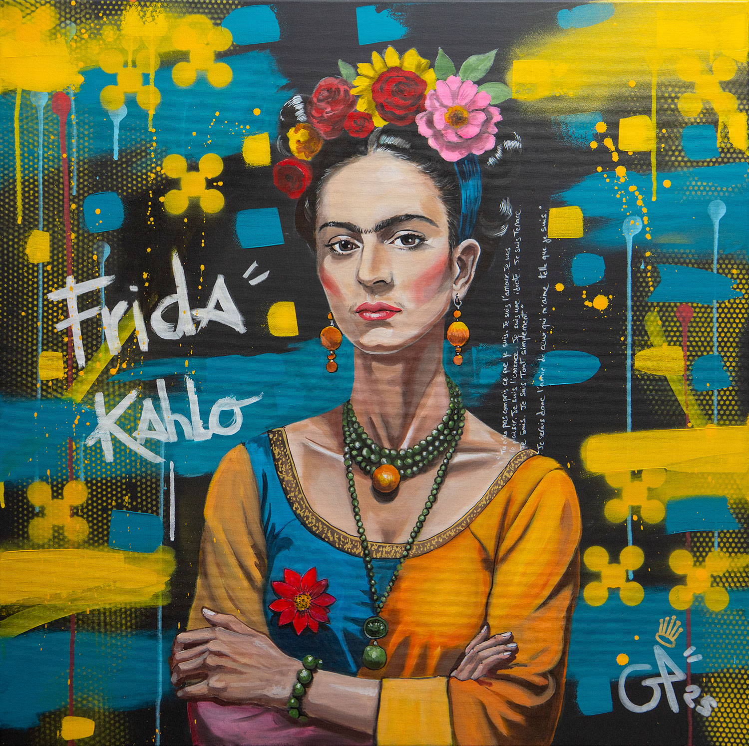 FRIDA KAHLO — 80 × 80 cm, peinture de Geoffrey Payen