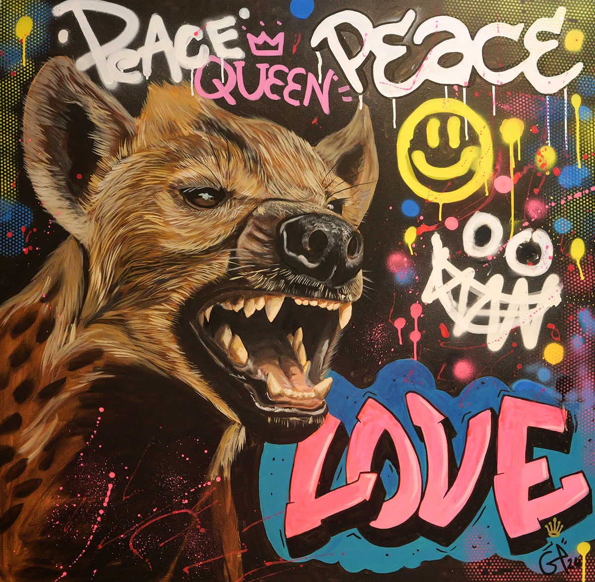 THE QUEEN OF LOVE — 100 × 100 cm, peinture de Geoffrey Payen