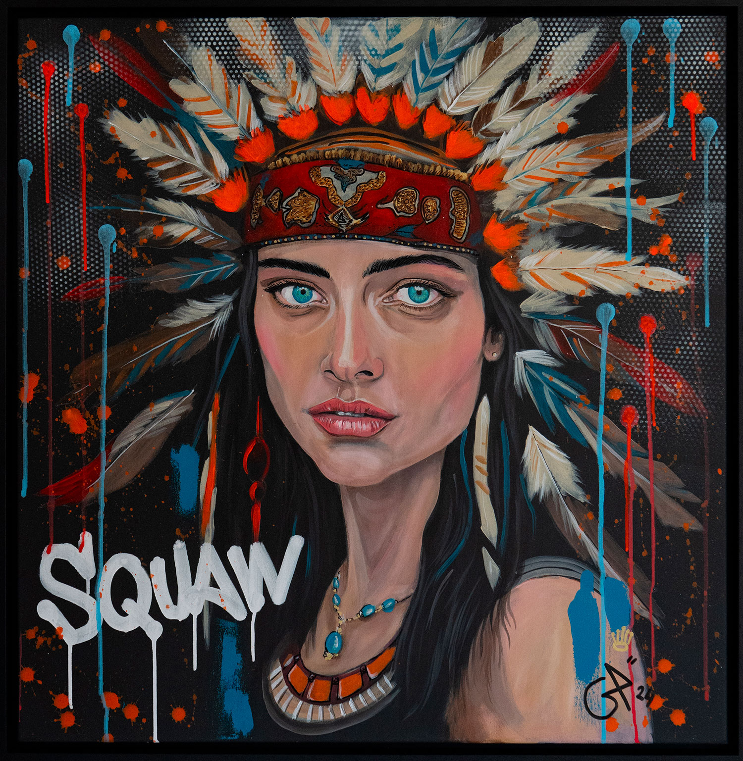 SQUAW — 80 × 80 cm, peinture de Geoffrey Payen
