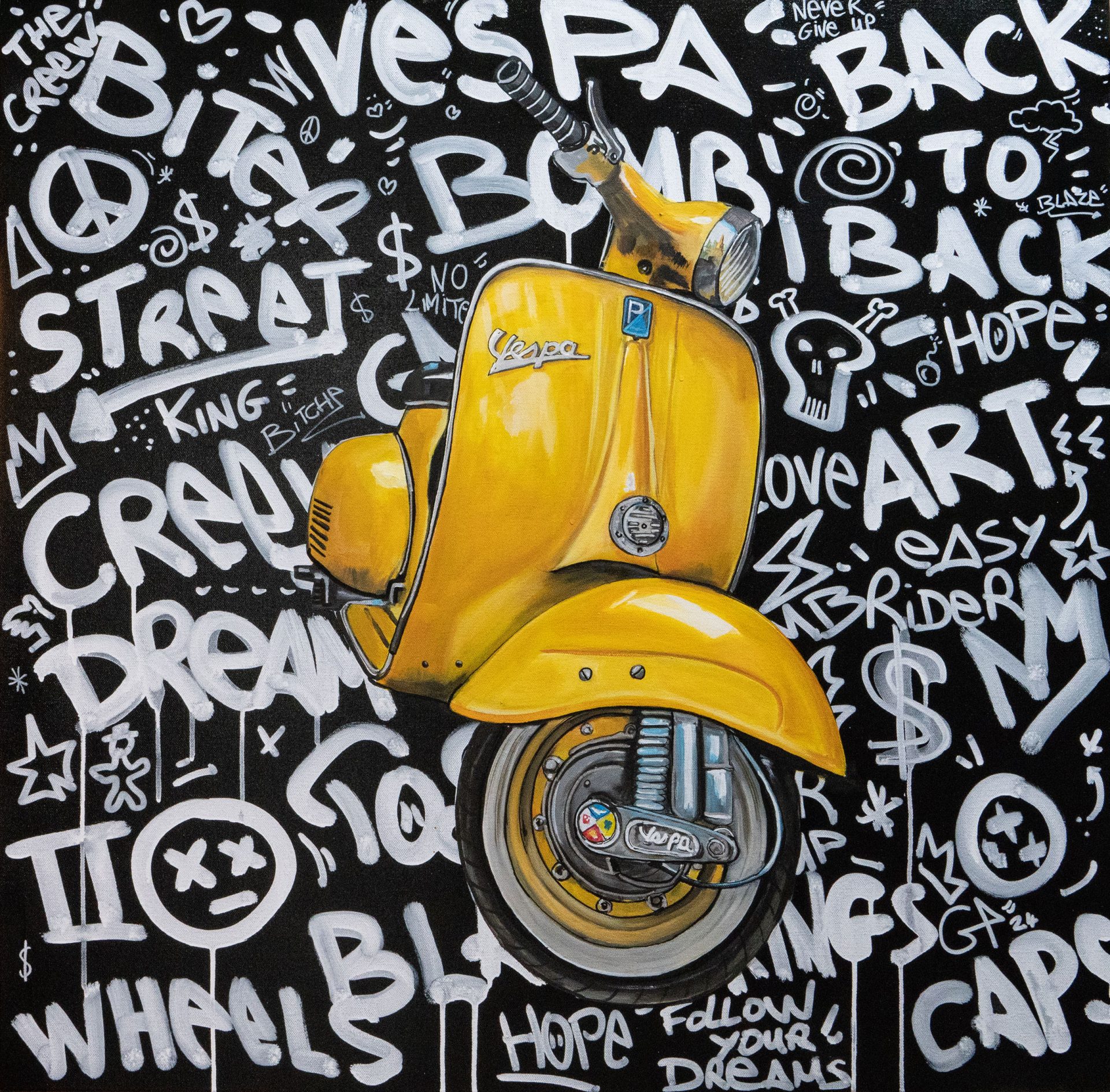 EASY RIDER — 80 × 80 cm, peinture de Geoffrey Payen