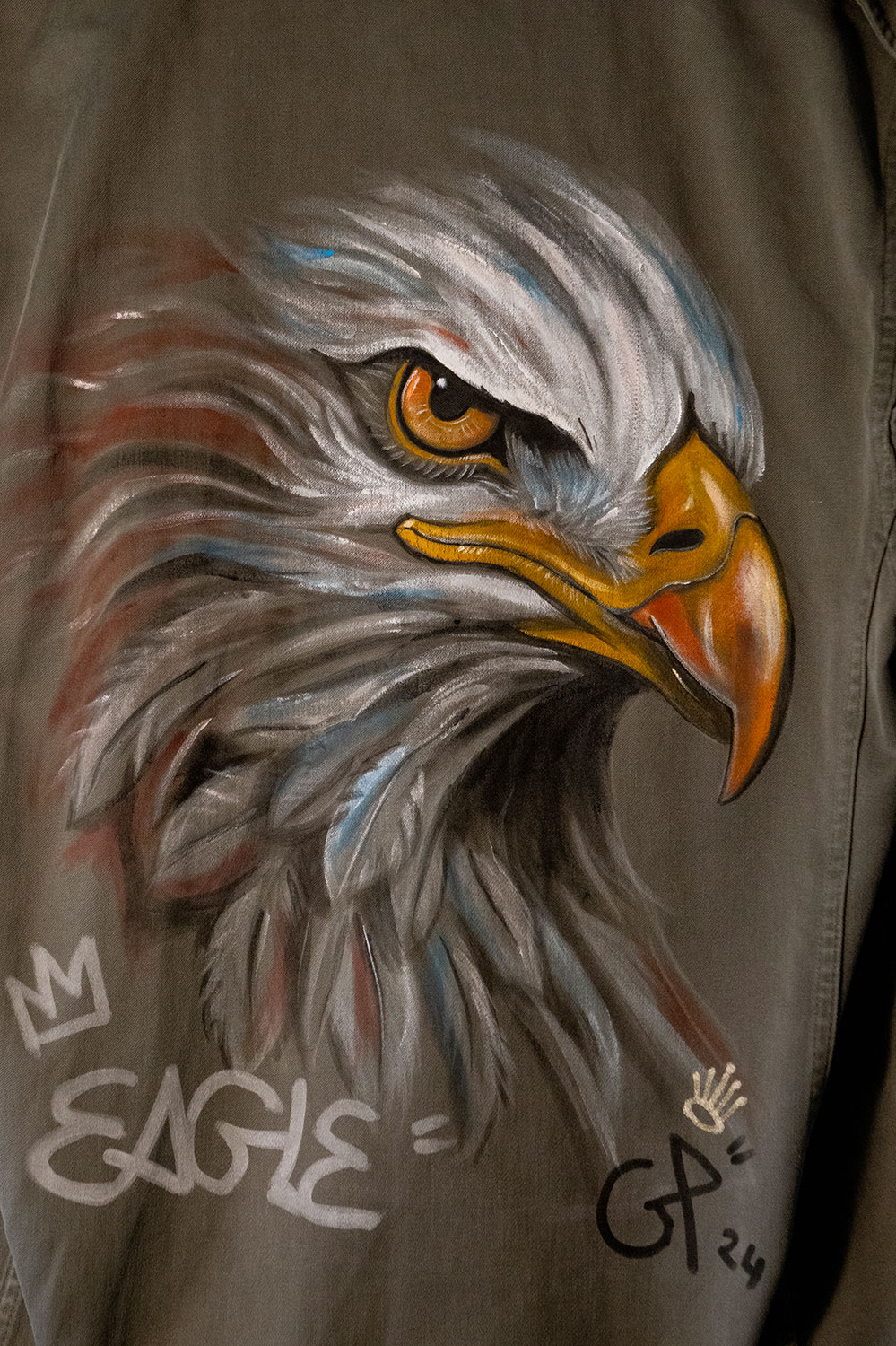Veste peinte Eagle par Geoffrey Payen