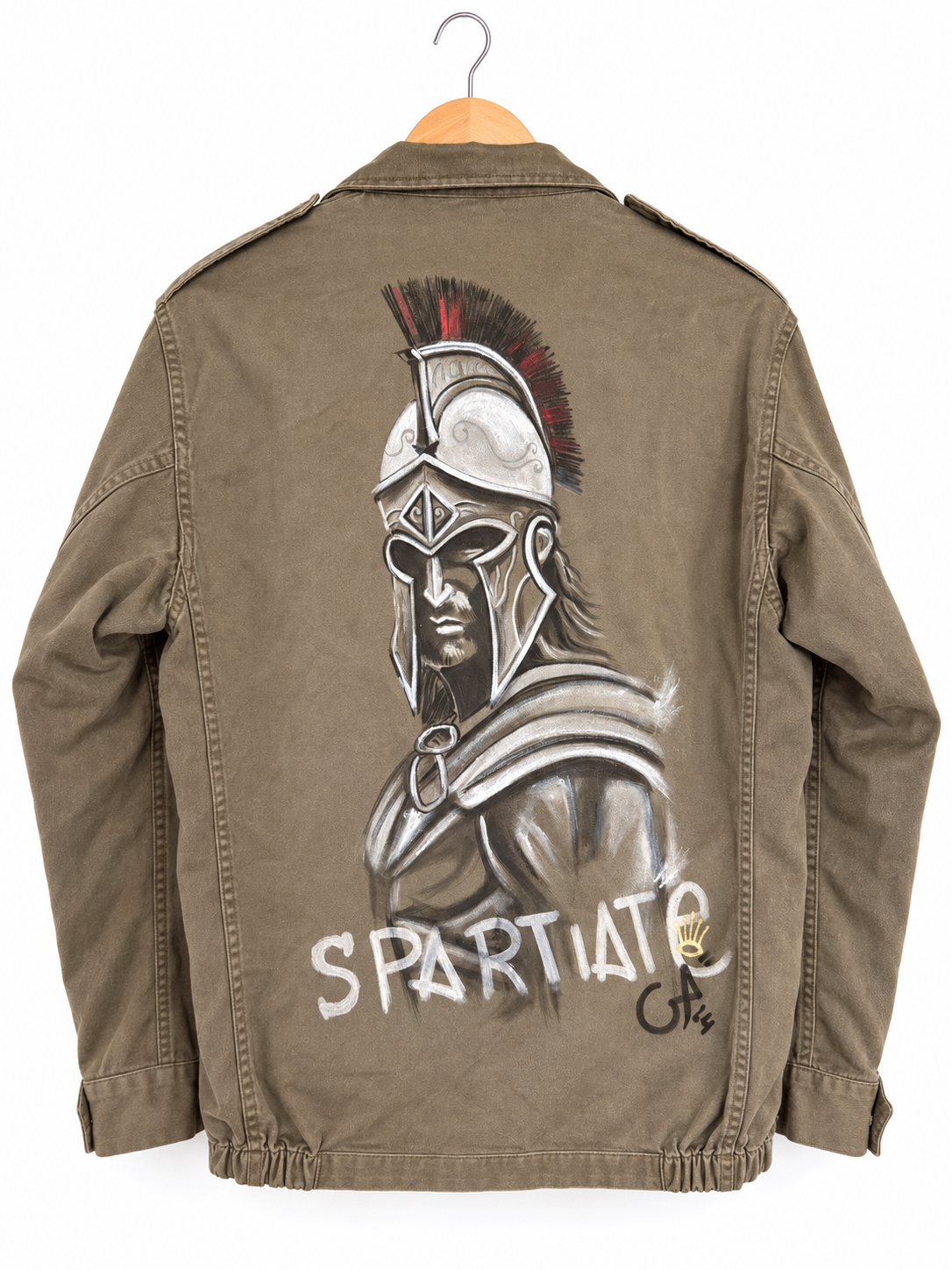 Veste militaire peinte Spartiate par Geoffrey Payen