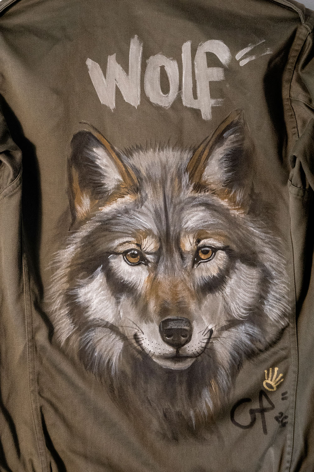 Veste peinte Wolf par Geoffrey Payen