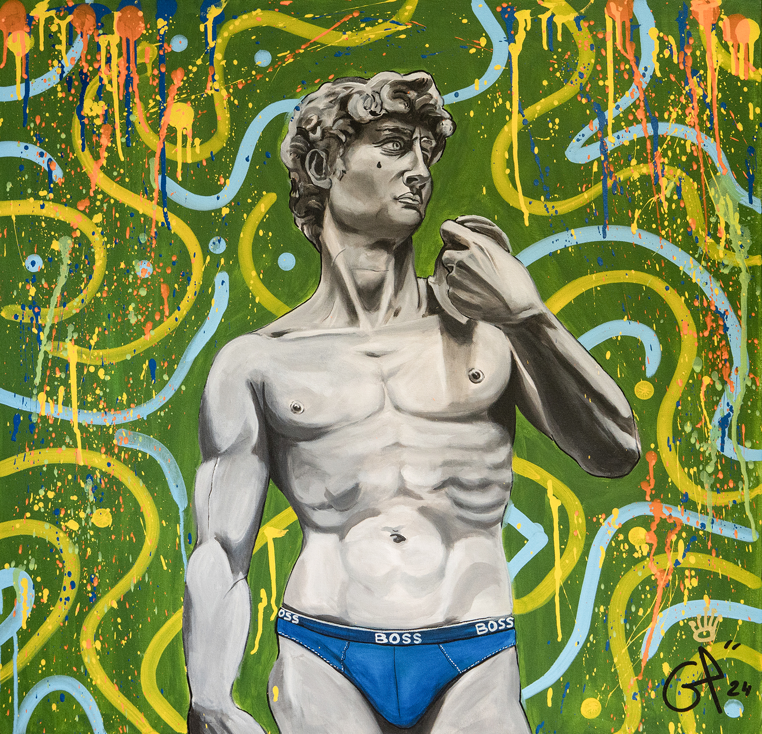 DAVID LE BOSS — 80 × 80 cm, peinture de Geoffrey Payen